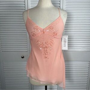 Allison Taylor Vintage Silk Beaded Asymmetrical Tank Top Women’s Size M NWT
